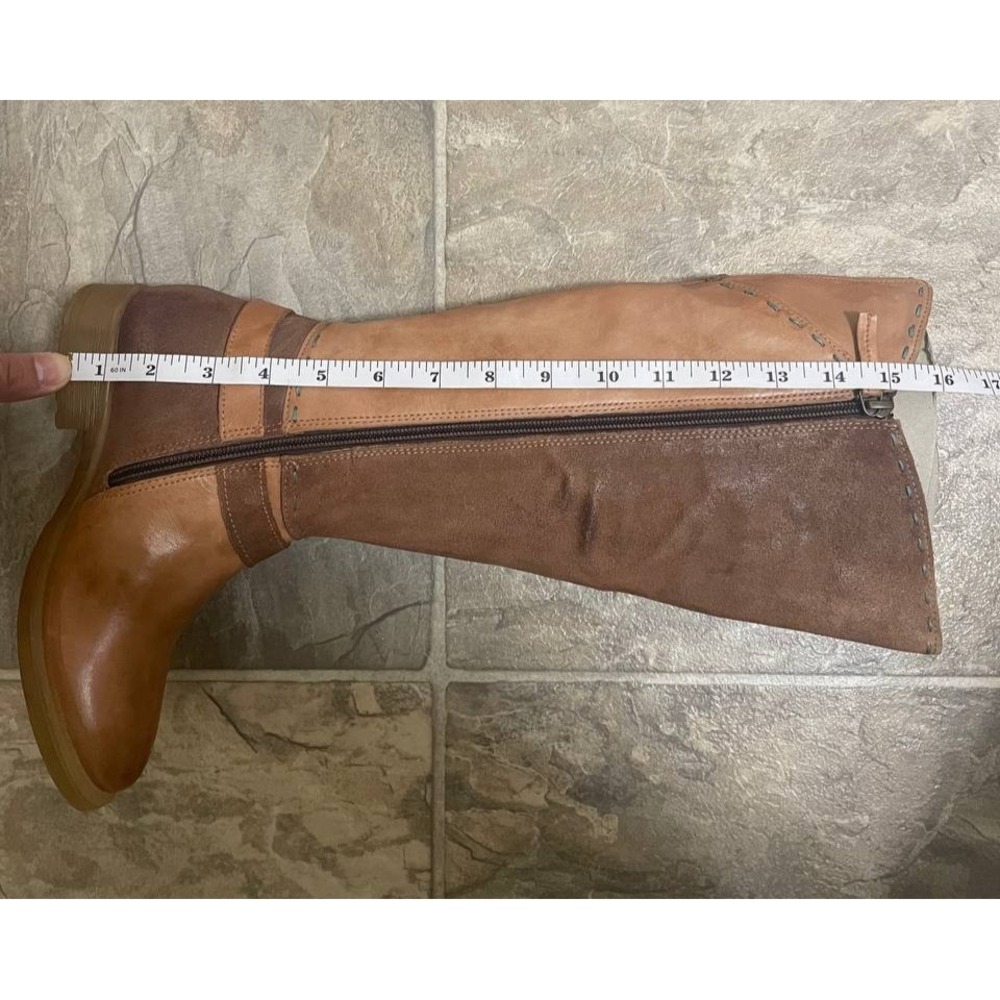 Roan Bed Stu Karolus Riding Boots Womens 6.5 Pecan Leather Harness Moto Side Zip - Picture 12 of 13